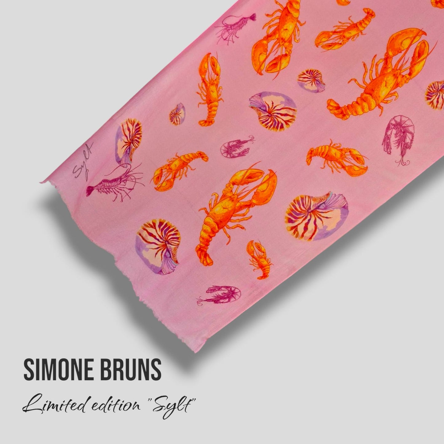 Kaschmirtuch „Shrimp & Lobster" - Limited Edition „Sylt" - Rose